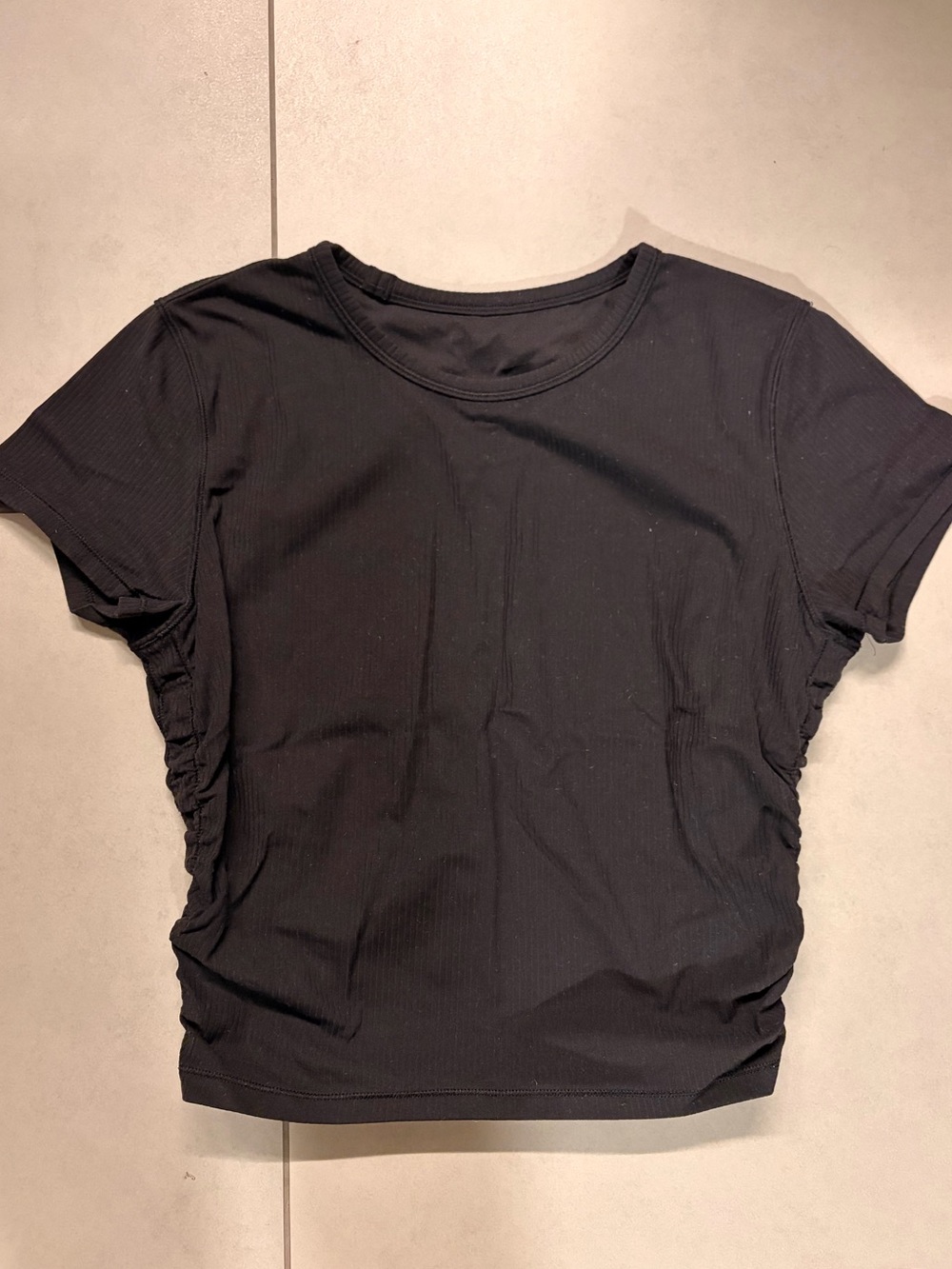 lululemon athletica Women's Black Short-Sleeve Ruched Side Tee